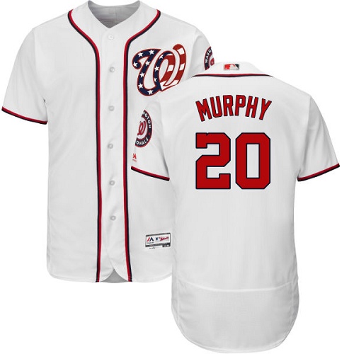 Nationals #20 Daniel Murphy White Flexbase Authentic Collection Stitched MLB Jersey - Click Image to Close